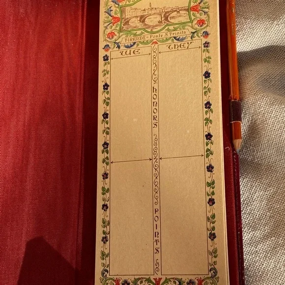 Vintage Bridge Score Notebook with pencil